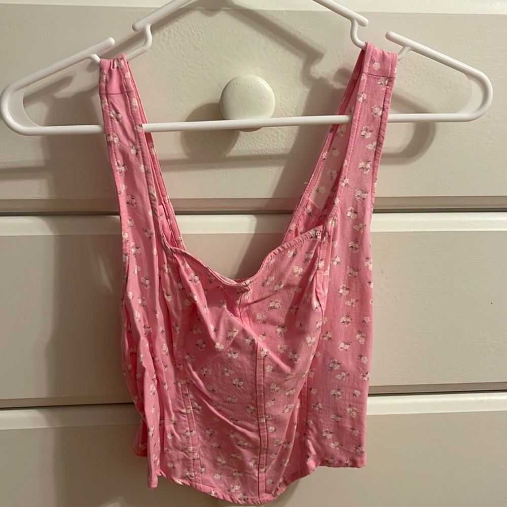Pink floral crop top